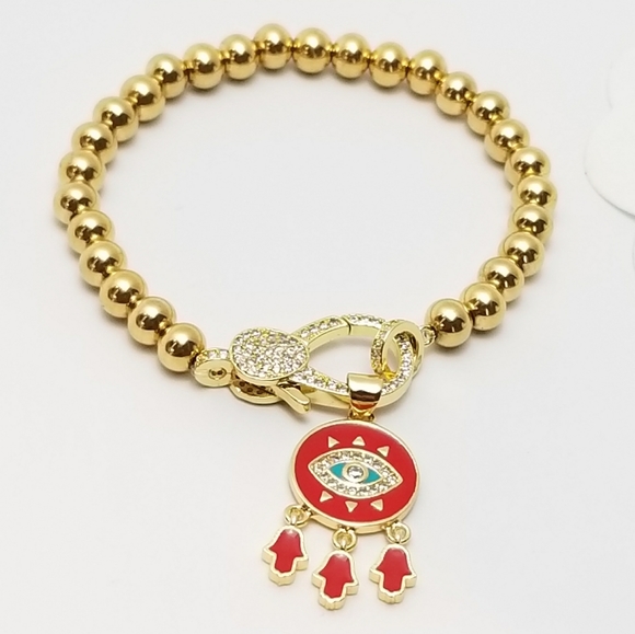 NWT Evil Eye Hamsa 18K Gold Stainless Steel NEW - Picture 5 of 10